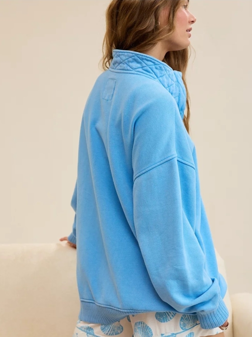 Aerie Oh Snap! Blue Vinyl Sweatshirt - Size XXL - Picture 4 of 5
